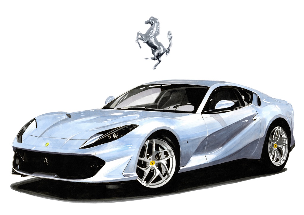 Ferrari 812 Superfast イラスト Car Drawing Studio Booth