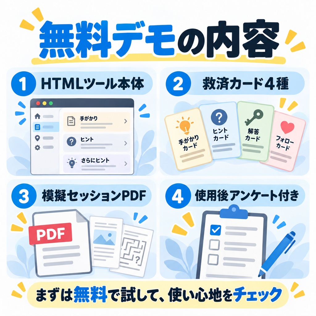 【無料】TRPG推理・探索の行き詰まりを解消|GM向けヒント作成・進行支援ツール「謎解き停滞レスキュー」