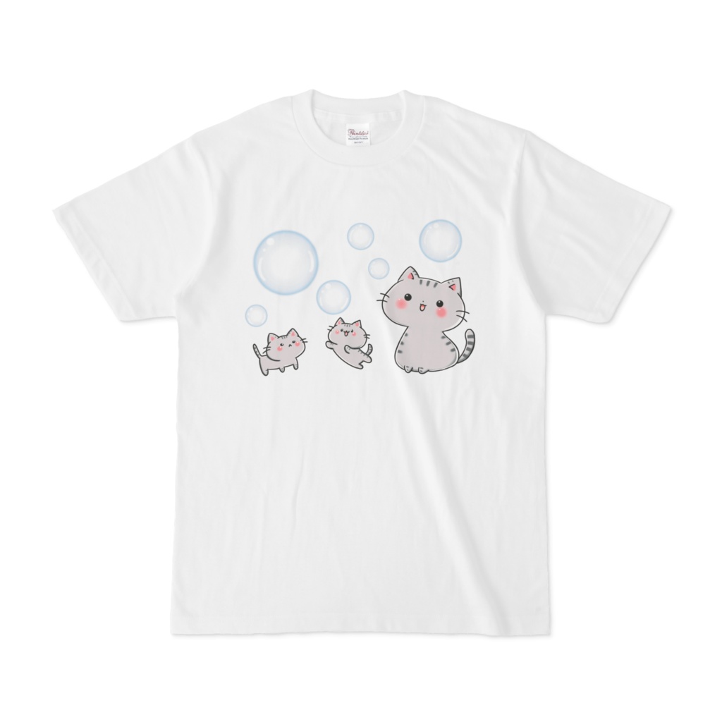 にゃんこ三姉妹しゃぼん玉Tシャツ