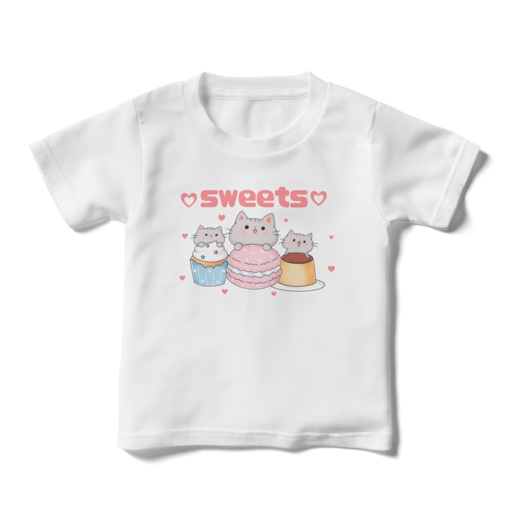 「キッズ」にゃんこ三姉妹スイーツTシャツ