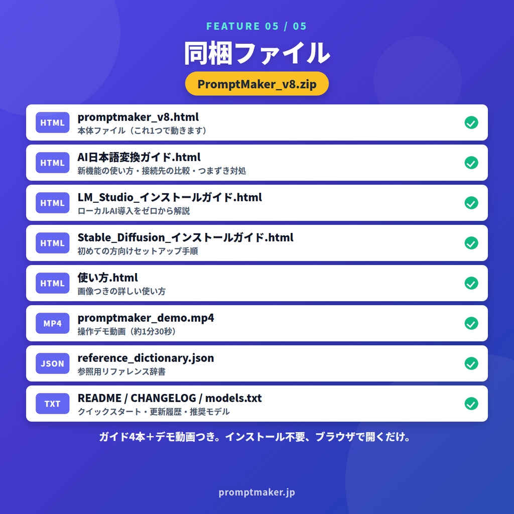 PromptMaker v8 - Stable Diffusion プロンプト作成ツール 日本語→AIプロンプト変換