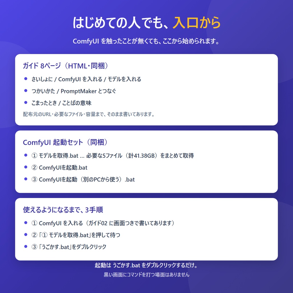 うごかすPromptMaker|画像1枚を音つき動画にする ComfyUI 日本語UI