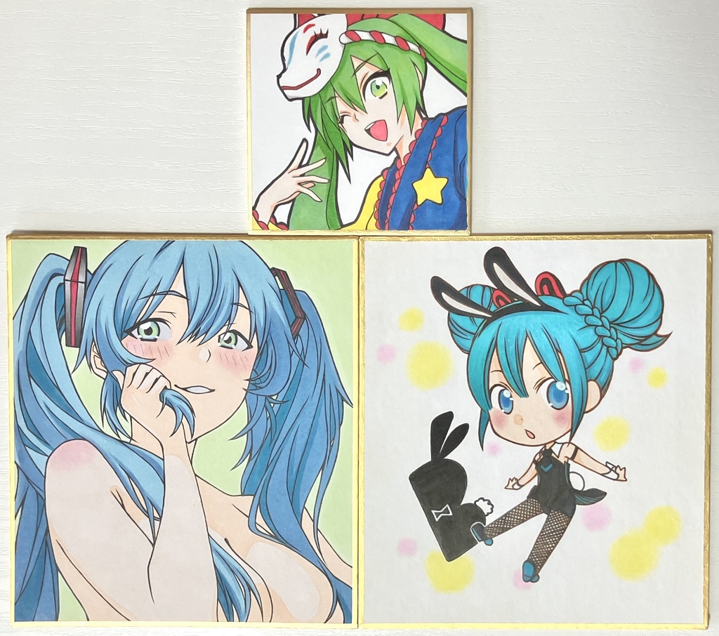 手描きイラスト 初音ミク アナログ 色紙 セット