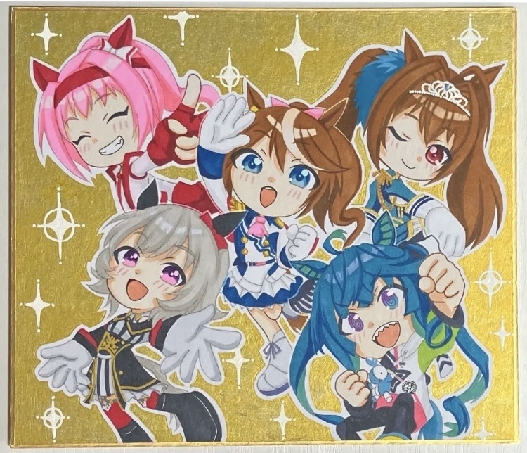 手描きイラスト ウマ娘 アナログ 中色紙