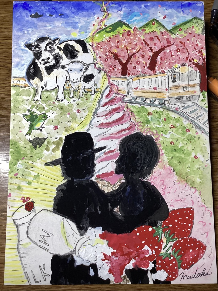 苺ミルク、とけた……/原画、一点もの