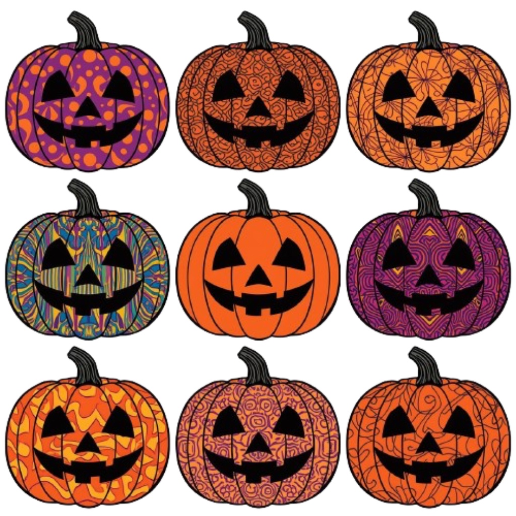 ポップでカラフルなハロウィンクリップアートセット(全12種)