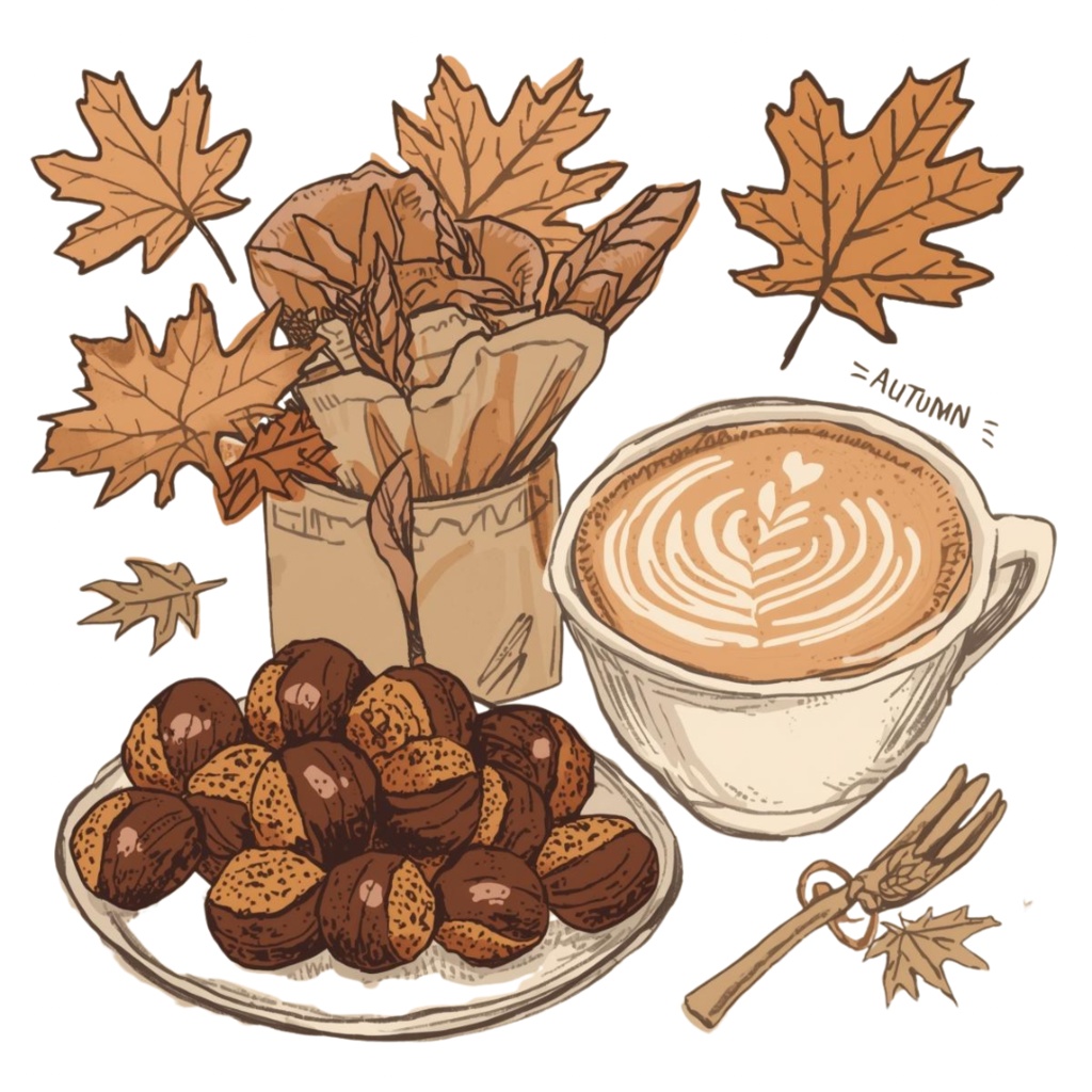 秋の果物 × カフェ風クリップアートセット