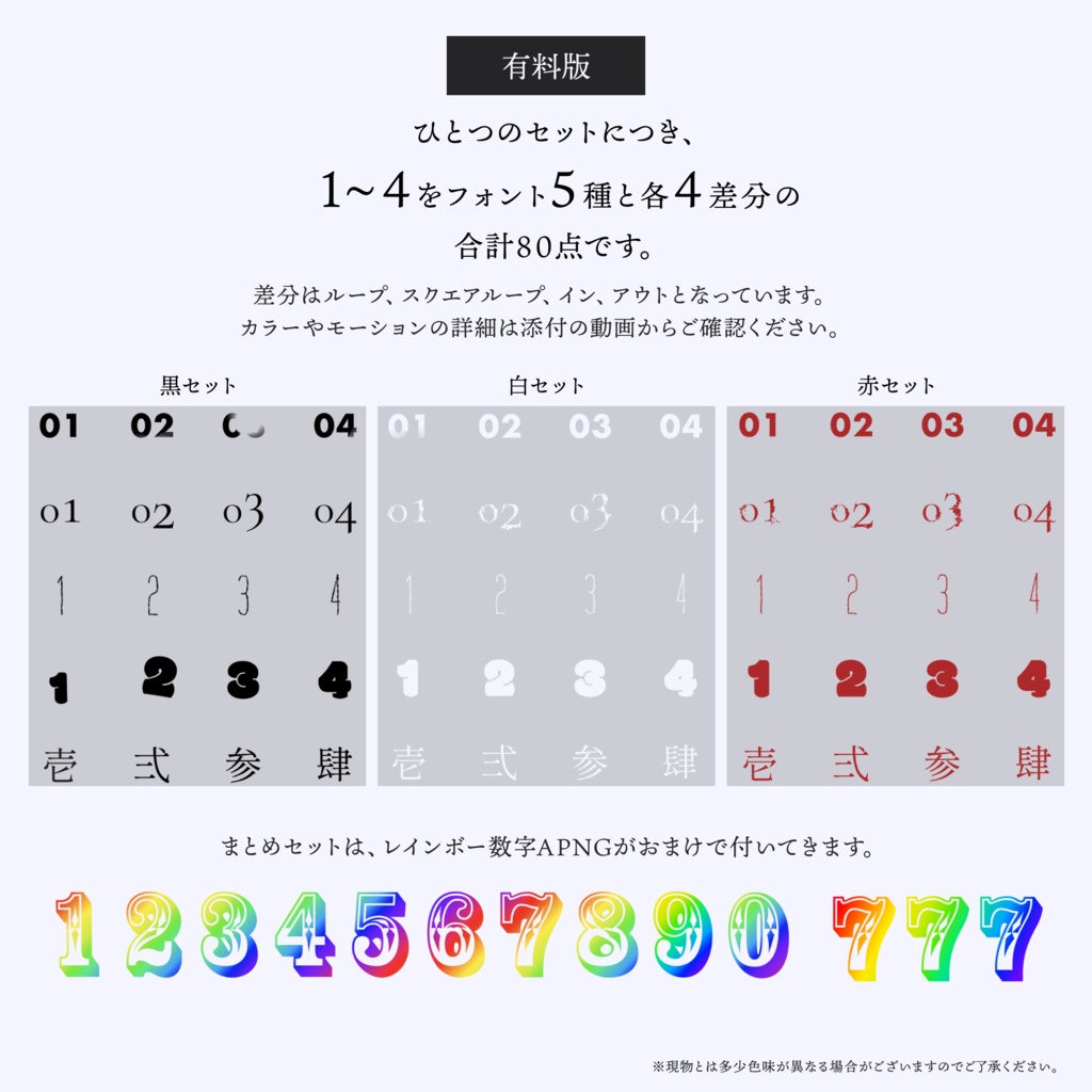 【APNG素材】動く数字APNG【無料版/有料版】