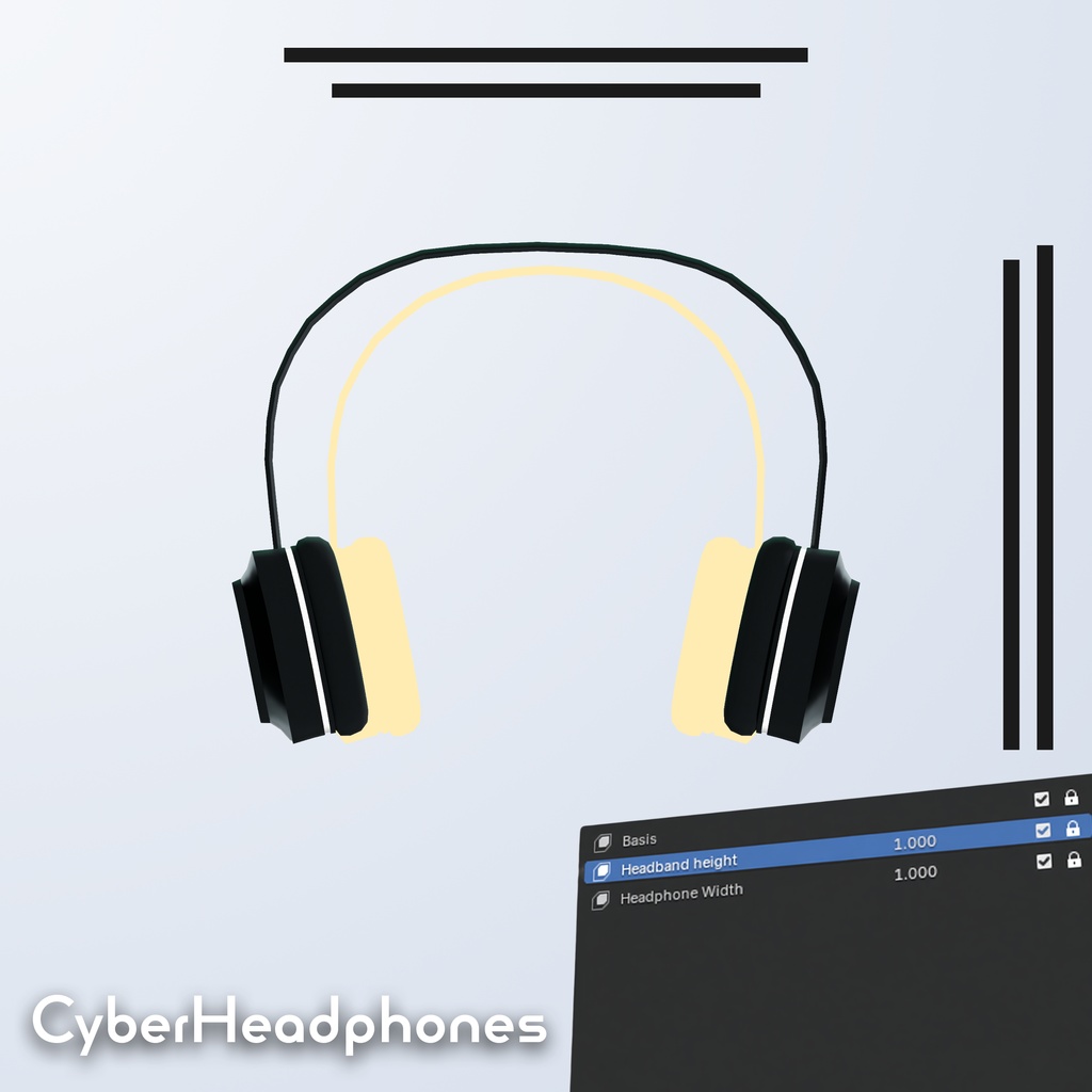 【VRChat/3D Prop】 Wireless Cyber Headphones