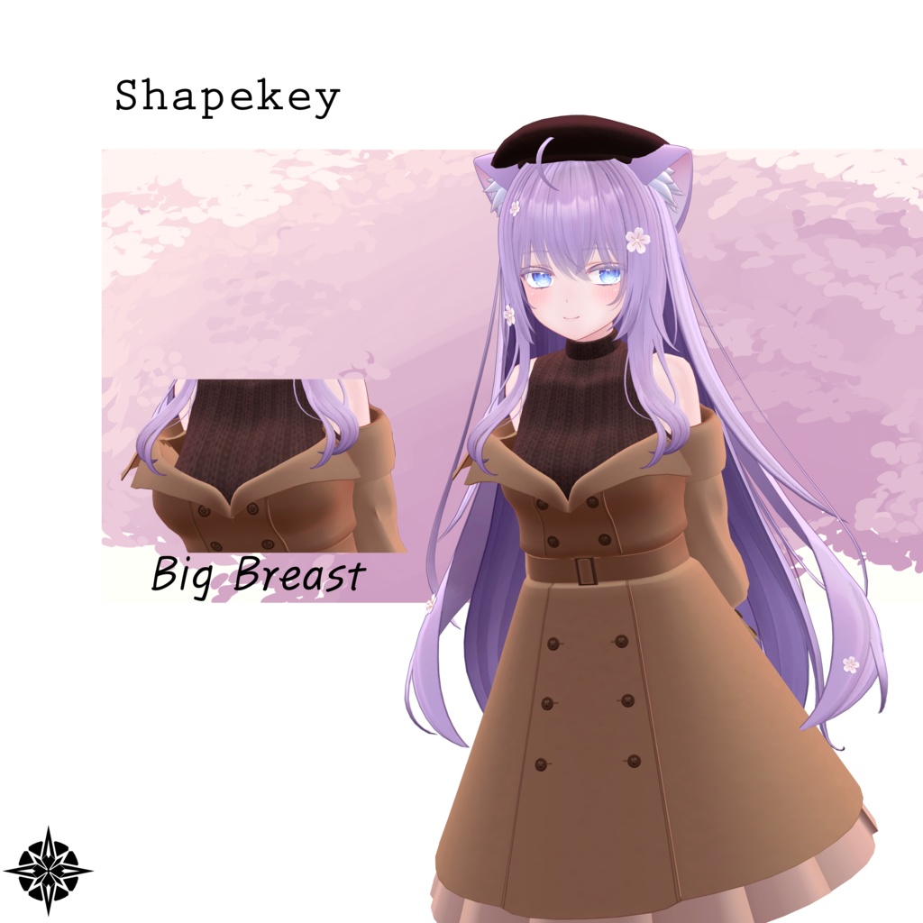 【VRC想定】 萌用オフショルダー コート ワンピース