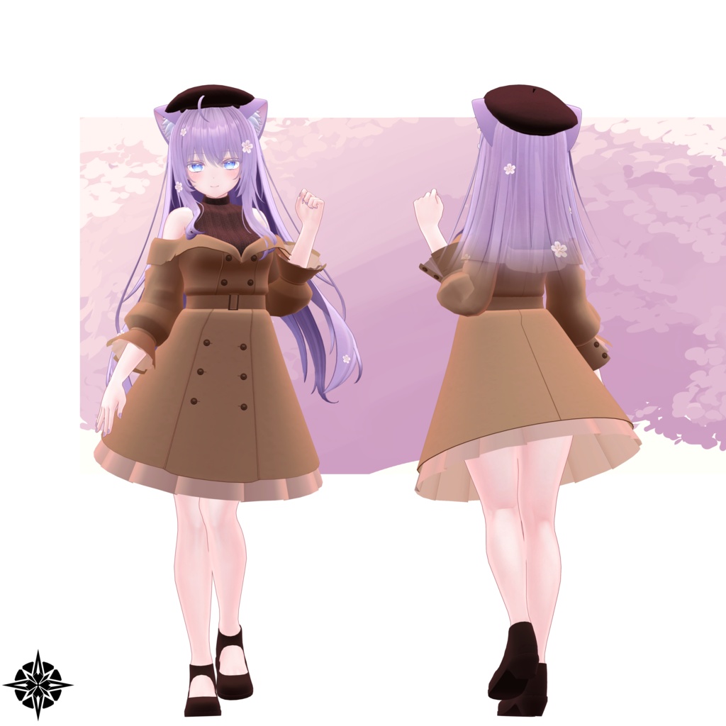 【VRC想定】 萌用オフショルダー コート ワンピース