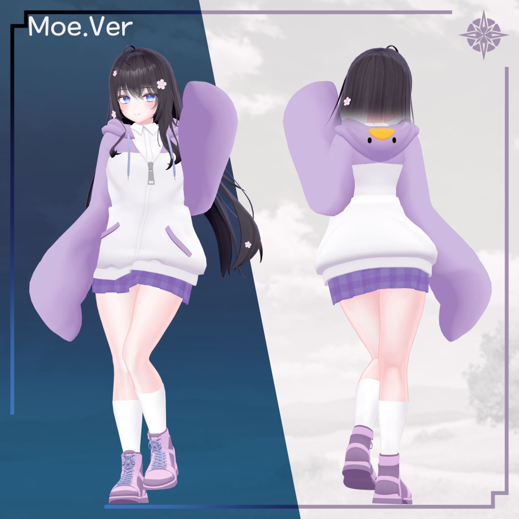 【VRC想定】Penguin Hoodie【モルフォ,萌】