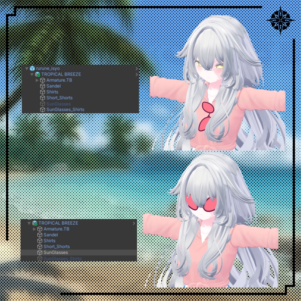 【VRC想定】トロピカルブリーズ(Shirts&Hot Pants) 【ルルネ】