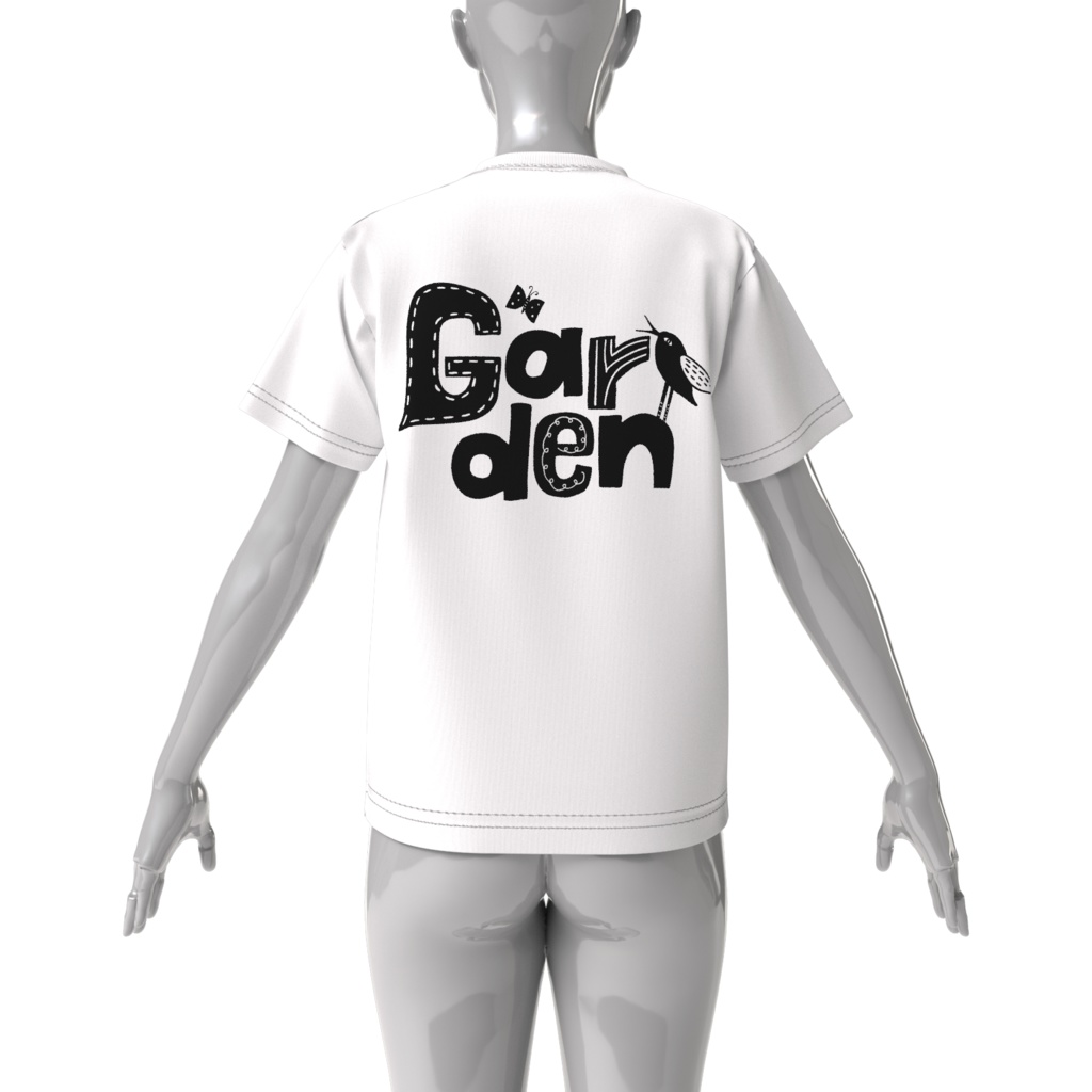 ガーデンビッグシルエットTシャツ(黒・白地)