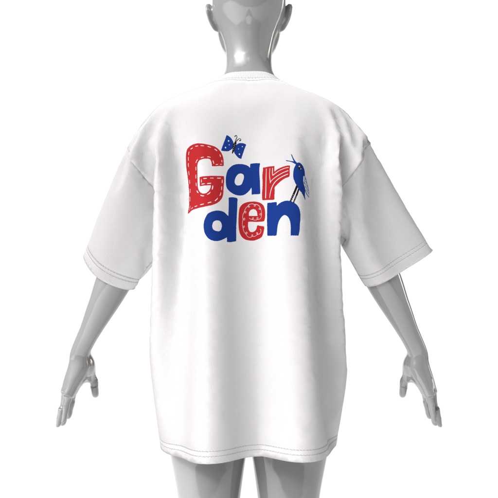 ガーデンビッグシルエットTシャツ(赤・白地)