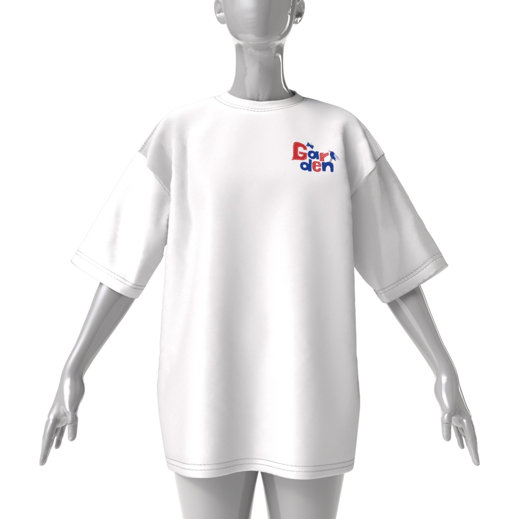 ガーデンビッグシルエットTシャツ(赤・白地)