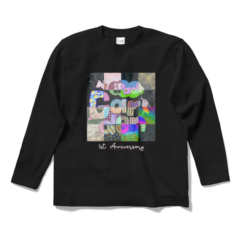 1周年記念　ロンT黒　正面ロゴ２