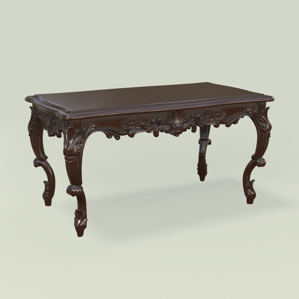 { 3Dモデル　ロココ調テーブル 　ブラウン色系}  Rococo Style Table [Brown]