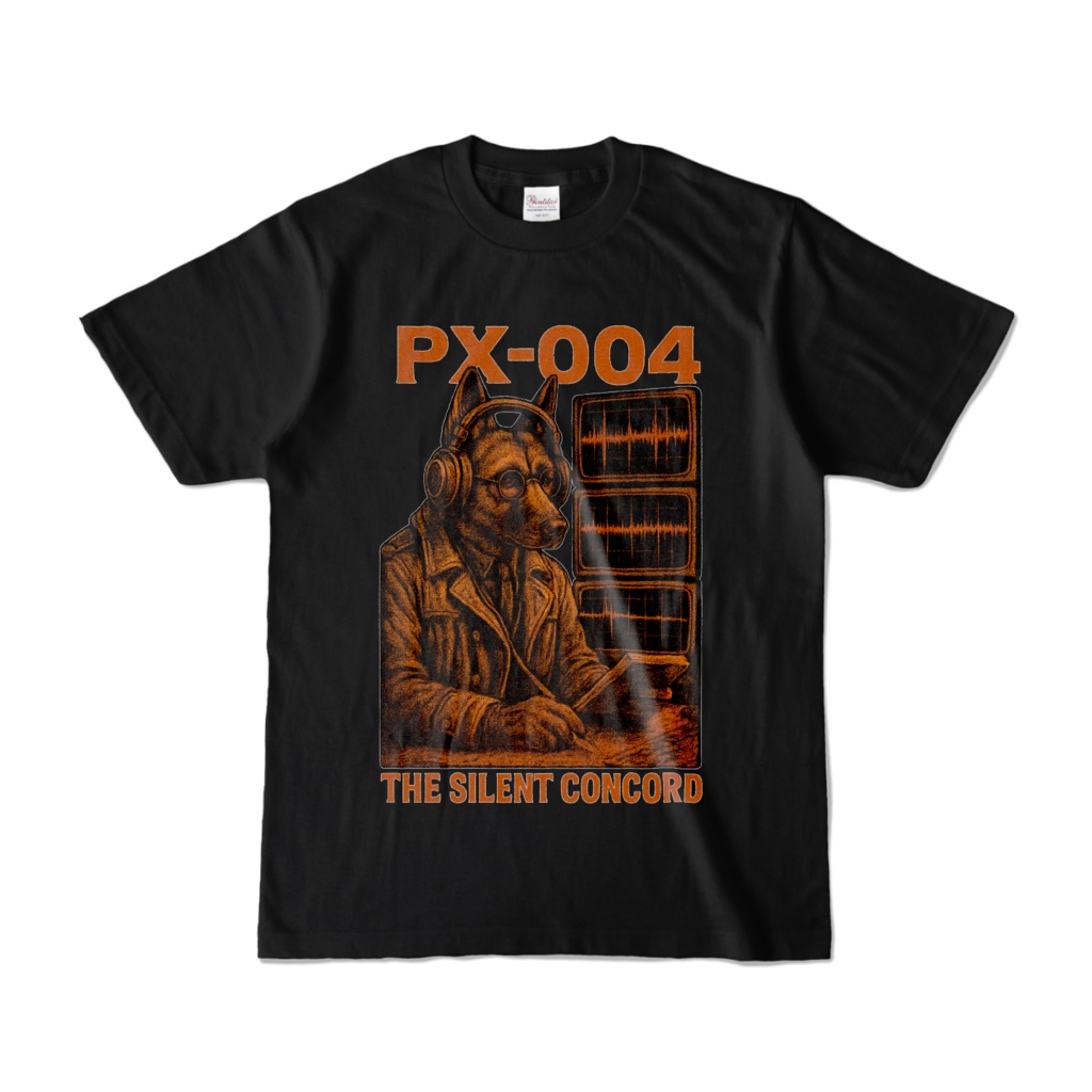 PX-004 "THE SILENT CONCORD" ヴィンテージブラックTシャツ