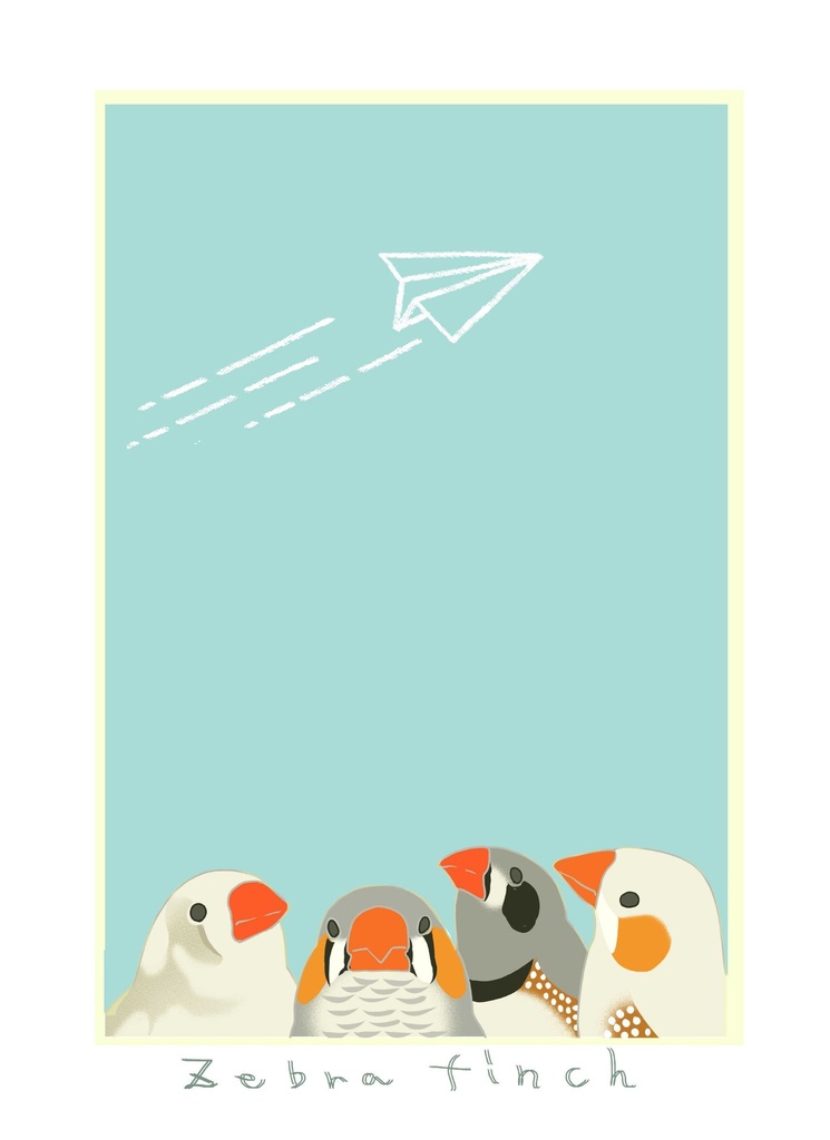 キンカチョウと紙飛行機