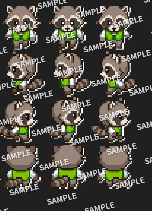 【pictSQUARE用アバターデータ】たぬき?ではない。アライグマ(ドット絵素材)