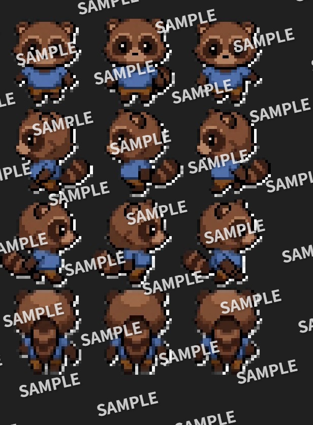 【pictSQUARE用アバターデータ】普通のたぬき(ドット絵素材)