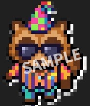 【pictSQUARE用アバターデータ】パリピのたぬき（ドット絵素材）