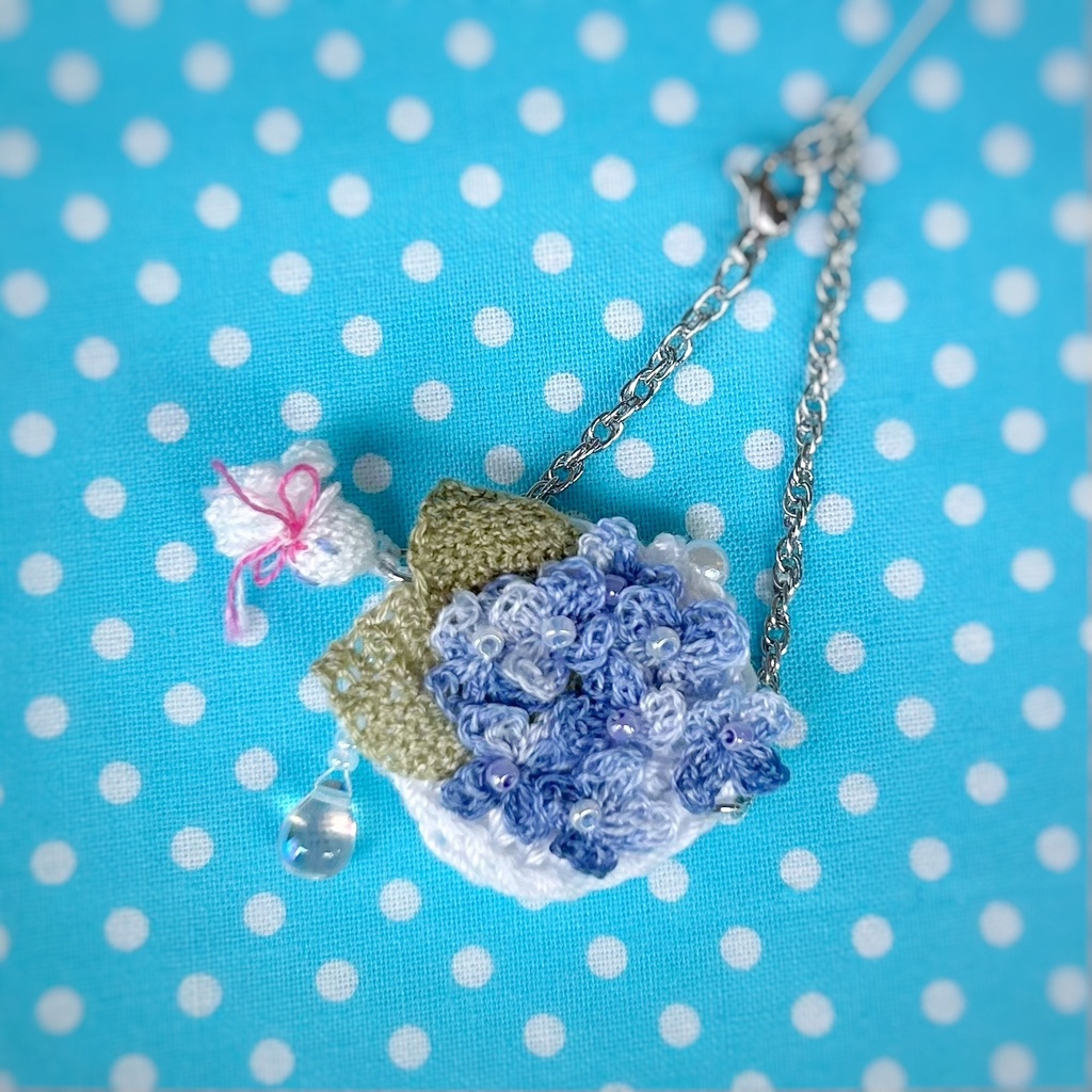 紫陽花ポシェットwithてるてるちゃん(青)
