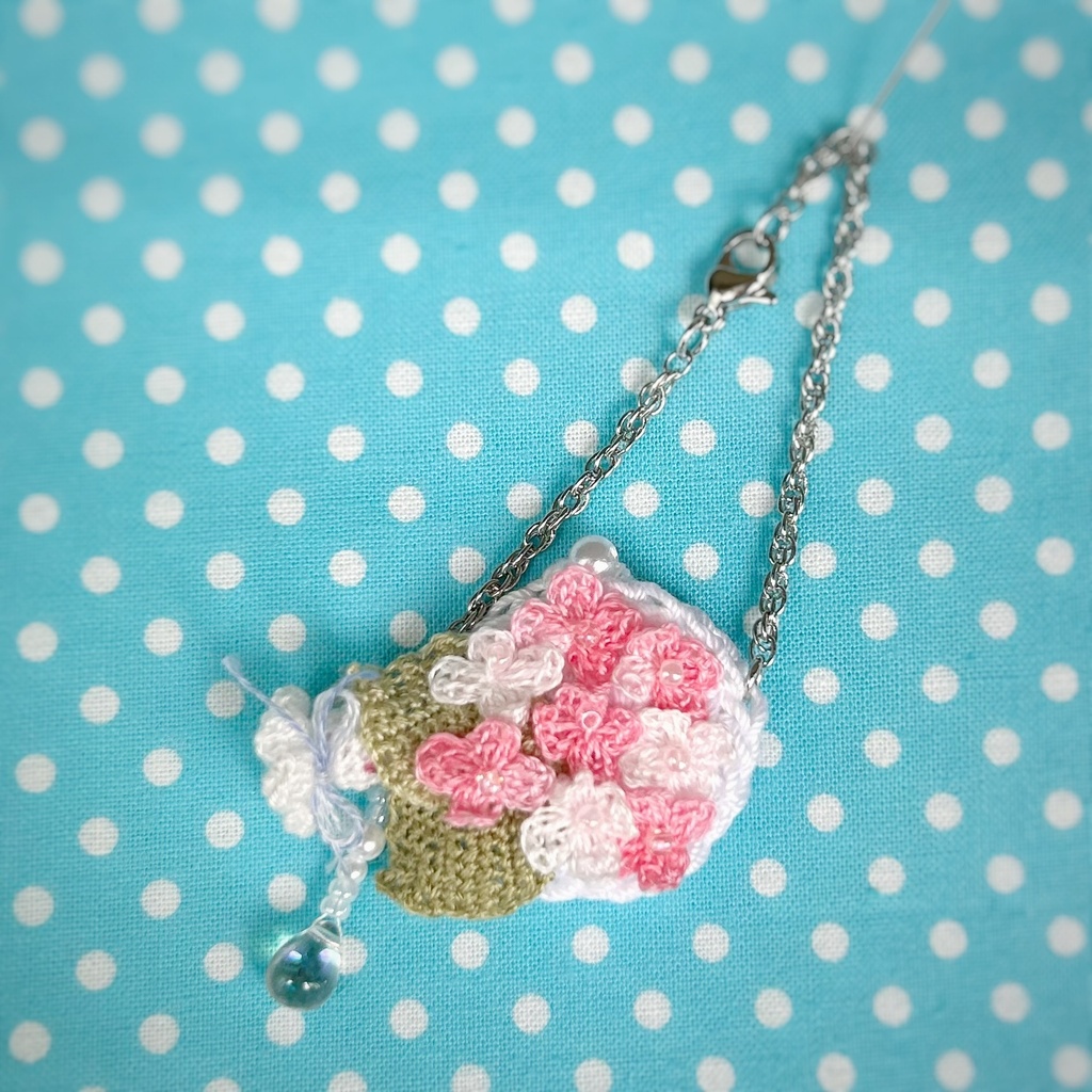紫陽花ポシェットwithてるてるちゃん(薄ピンク)