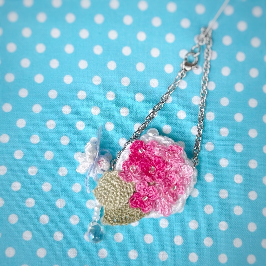 紫陽花ポシェットwithてるてるちゃん(濃ピンク)