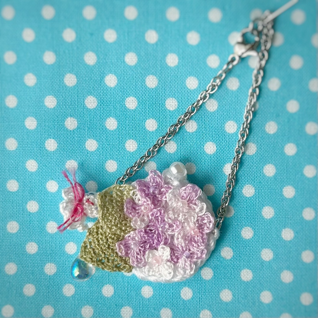 紫陽花ポシェットwithてるてるちゃん(薄紫)