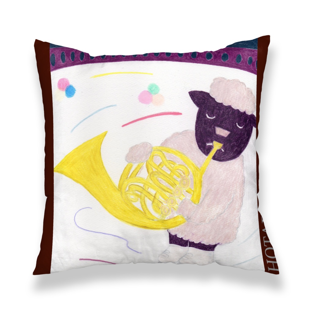 クッションカバー スケートしながらホルンな羊