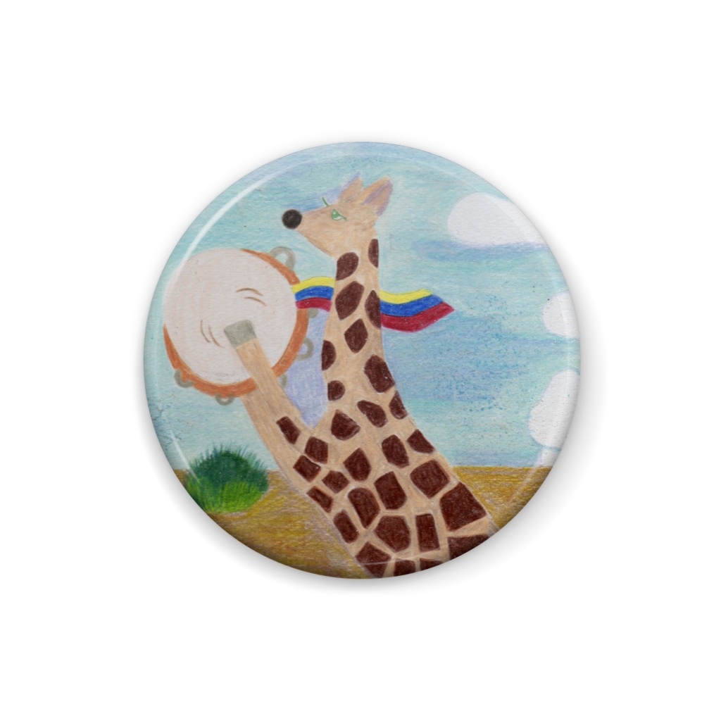 缶バッチ　キリン　タンバリン