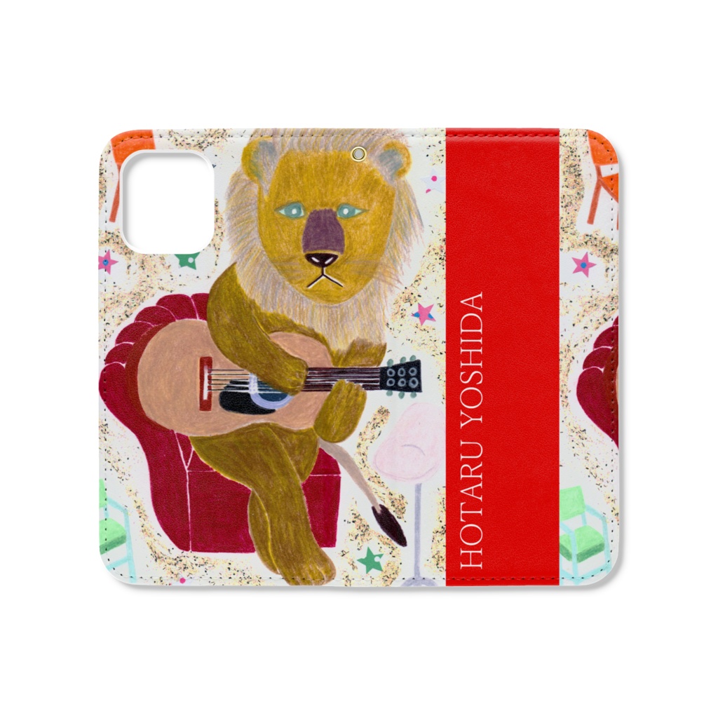 ライオン　ギター　iPhone mini スマホカバー