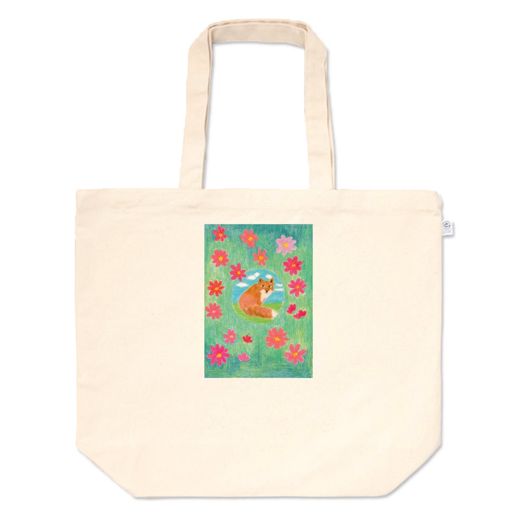 コスモスの迷い道、きつねの影トートバッグ