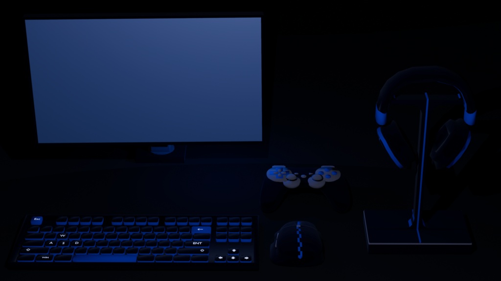 6 Items Low-Poly Gamer Setup Prop Pack