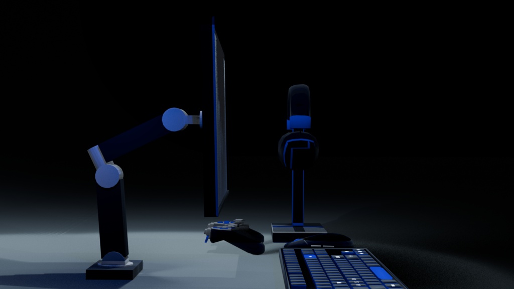 6 Items Low-Poly Gamer Setup Prop Pack