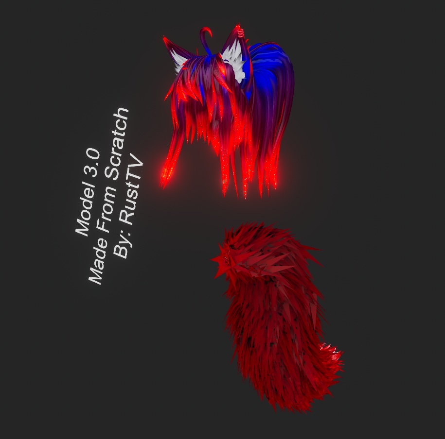 RTV Laura Hair and Tail By RustTV - VRChat, Blender, FBX.
