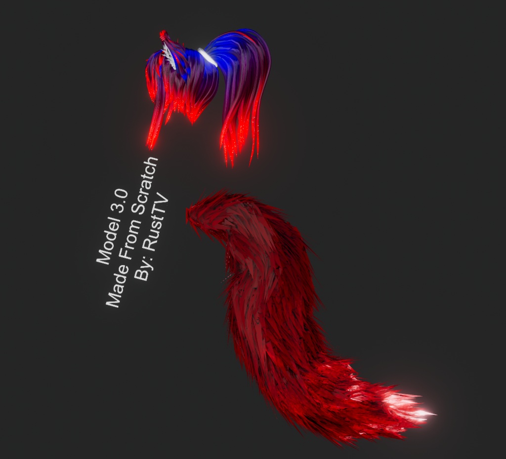 RTV Laura Hair and Tail By RustTV - VRChat, Blender, FBX.