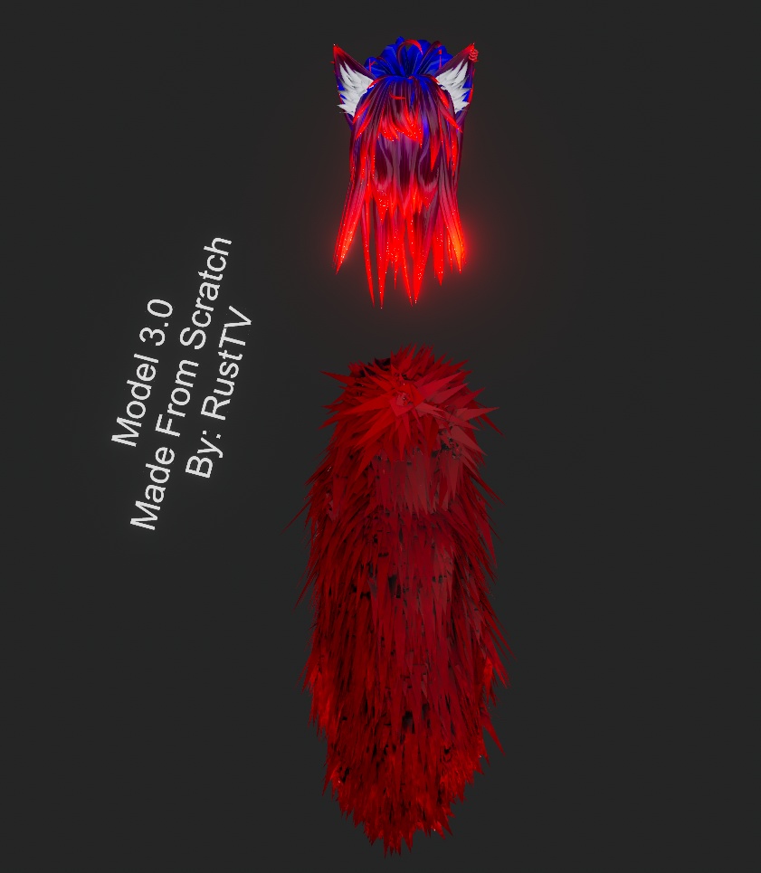 RTV Laura Hair and Tail By RustTV - VRChat, Blender, FBX.