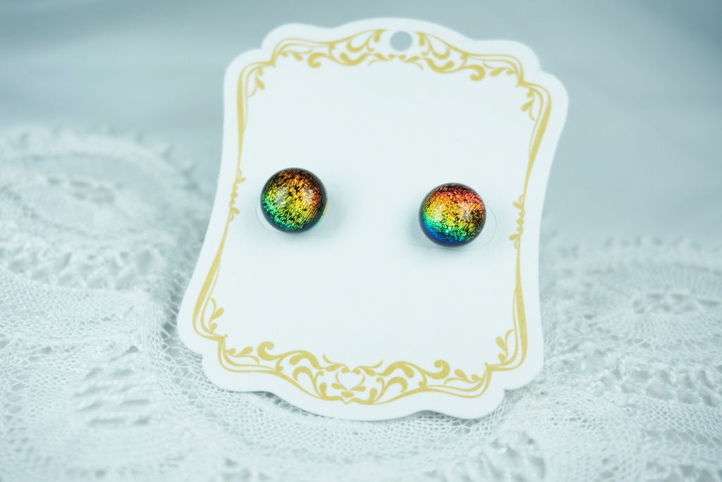 【ピアス・イヤリング】マーブル・ミニ/レインボー