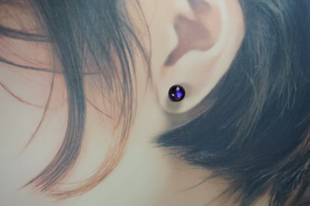 【ピアス・イヤリング・イヤーカフ】マーブルミニ/パープル