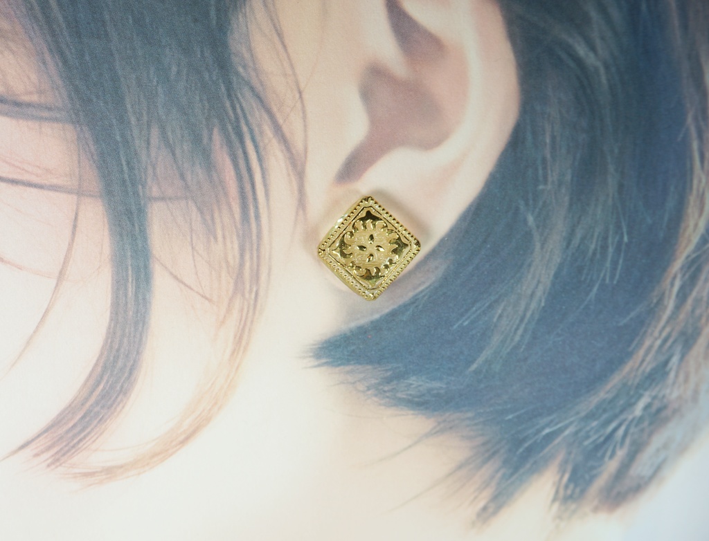 【ピアス・イヤリング】レモンイエロー×ゴールド