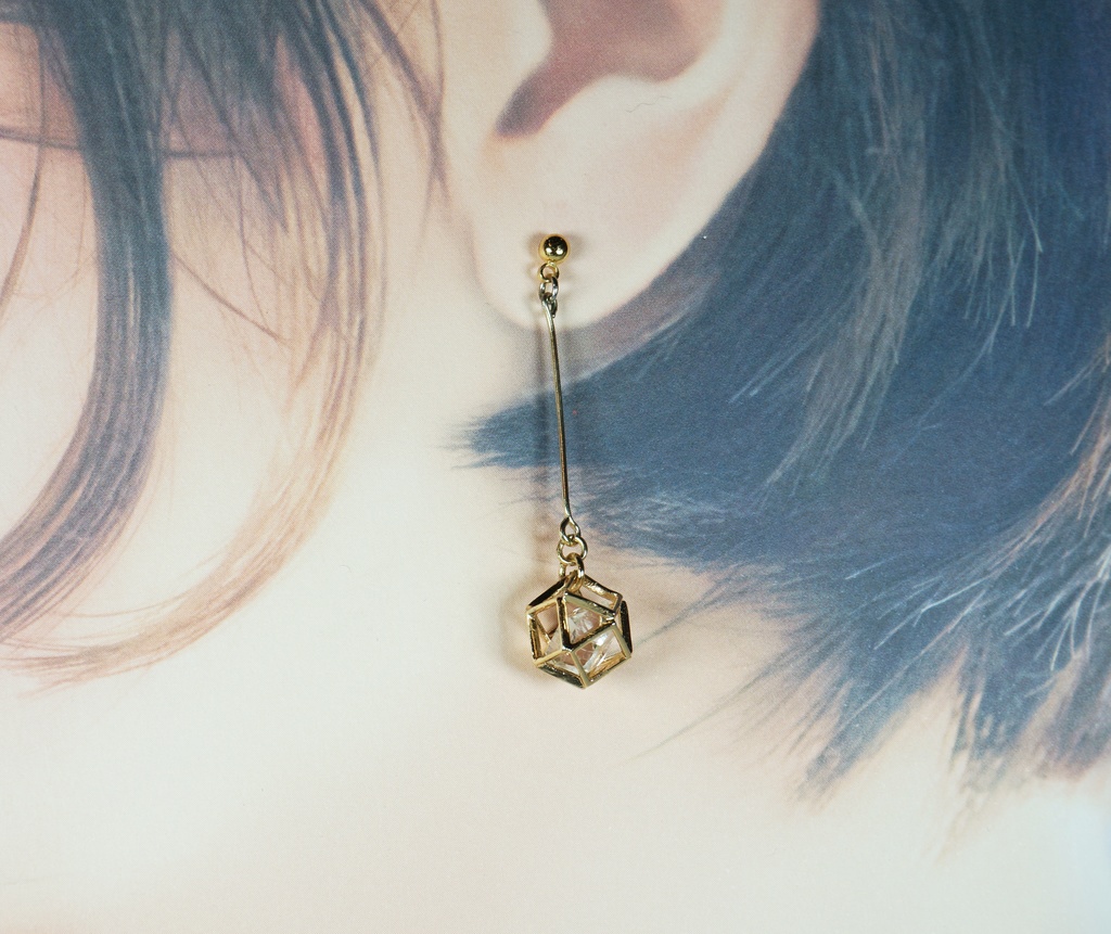 【ピアス・イヤリング】ハーキマー×ゴールド