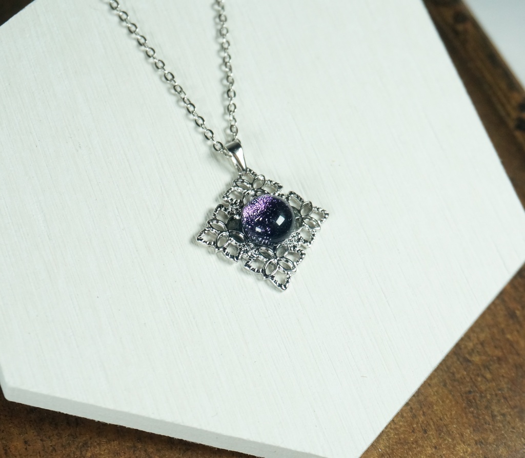 ペンダント/パープル×シルバー