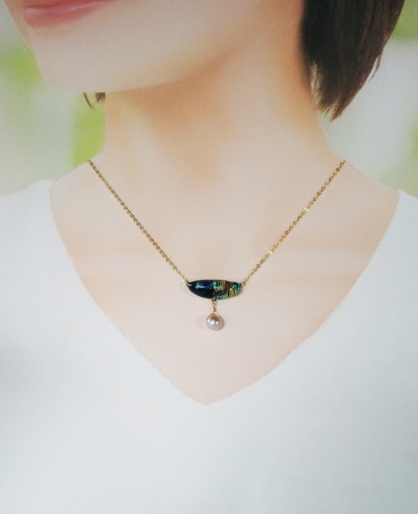 ツートン×パール ネックレス