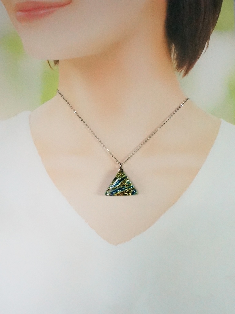 ブルー×イエロー トライアングルペンダント