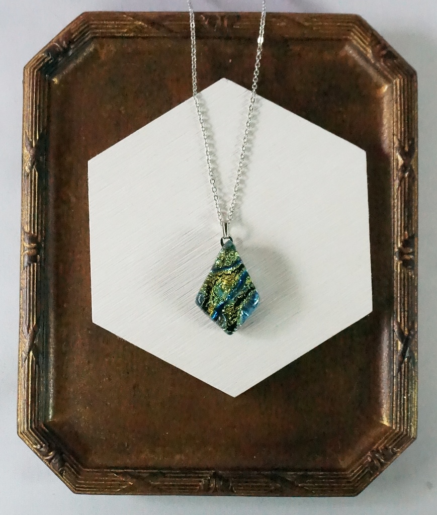 ブルー×イエロー ドロップスクエアペンダント