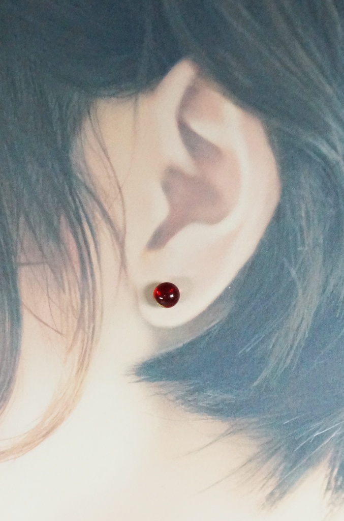 【ピアス・イヤリング・イヤーカフ】マーブルミニ/レッド