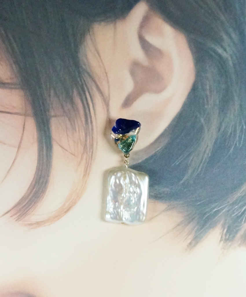 【展示のみ】ライトブルー×バロックパール